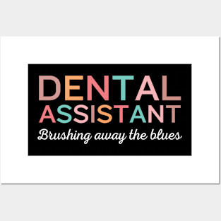 Brushing away the blues Funny Retro Pediatric Dental Assistant Hygienist Office Posters and Art